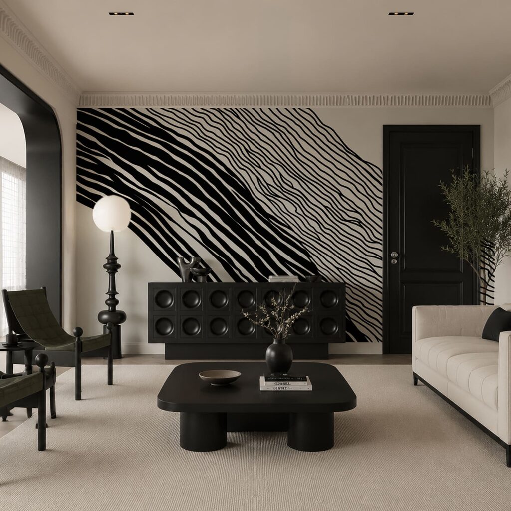 Schwarz-Weiß-Bild mit Linien Schwarz-Weiß-Bild mit Linien