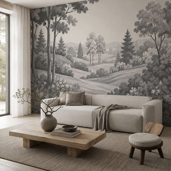 Landschaft mit Bäumen und Hügeln Landschaft mit Bäumen und Hügeln