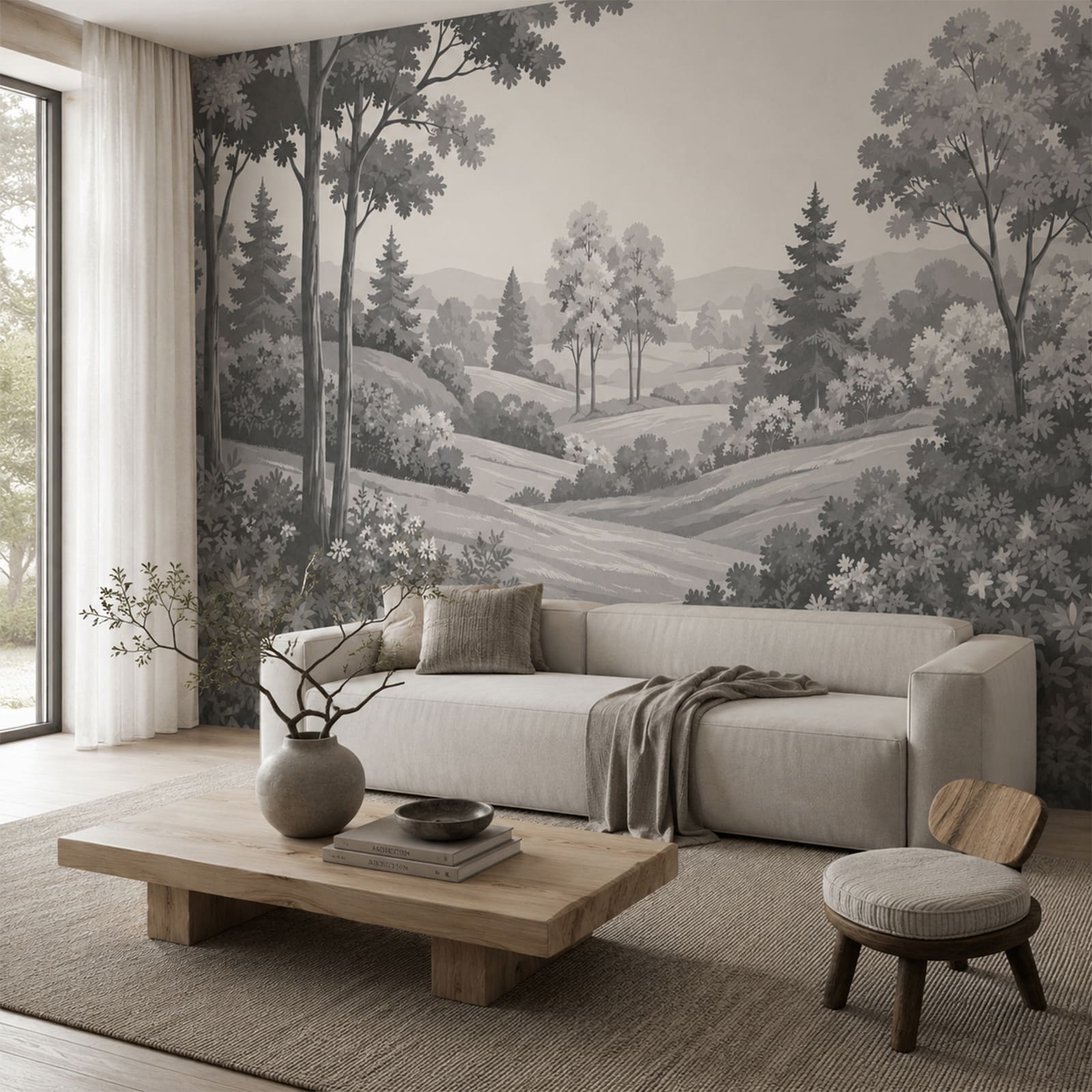 Landschaft mit Bäumen und Hügeln Landschaft mit Bäumen und Hügeln