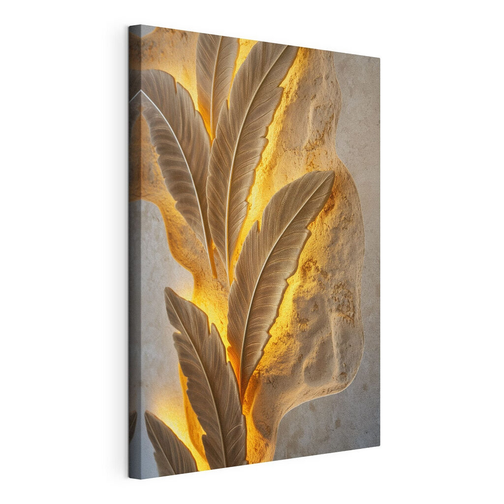 - Elegant leaf design on textured wall - Elegant leaf design on textured wall