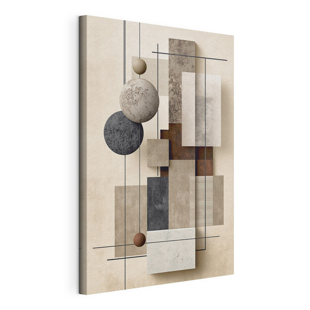Wall art with different textures and circles Wall art with different textures and circles