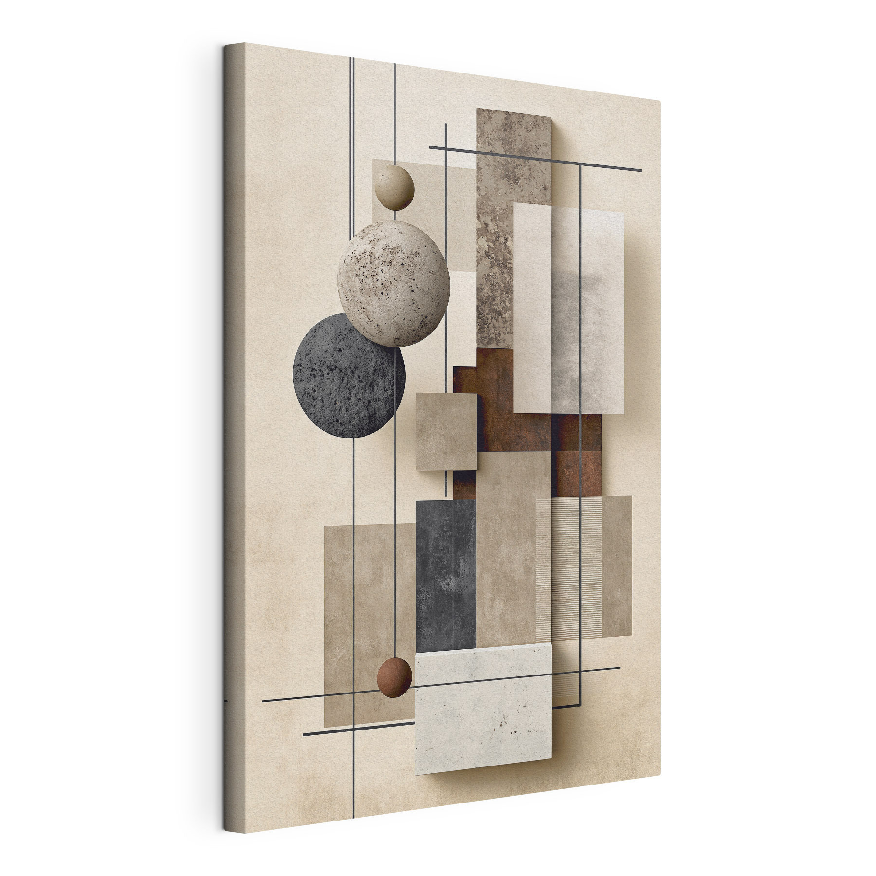 Wall art with different textures and circles Wall art with different textures and circles