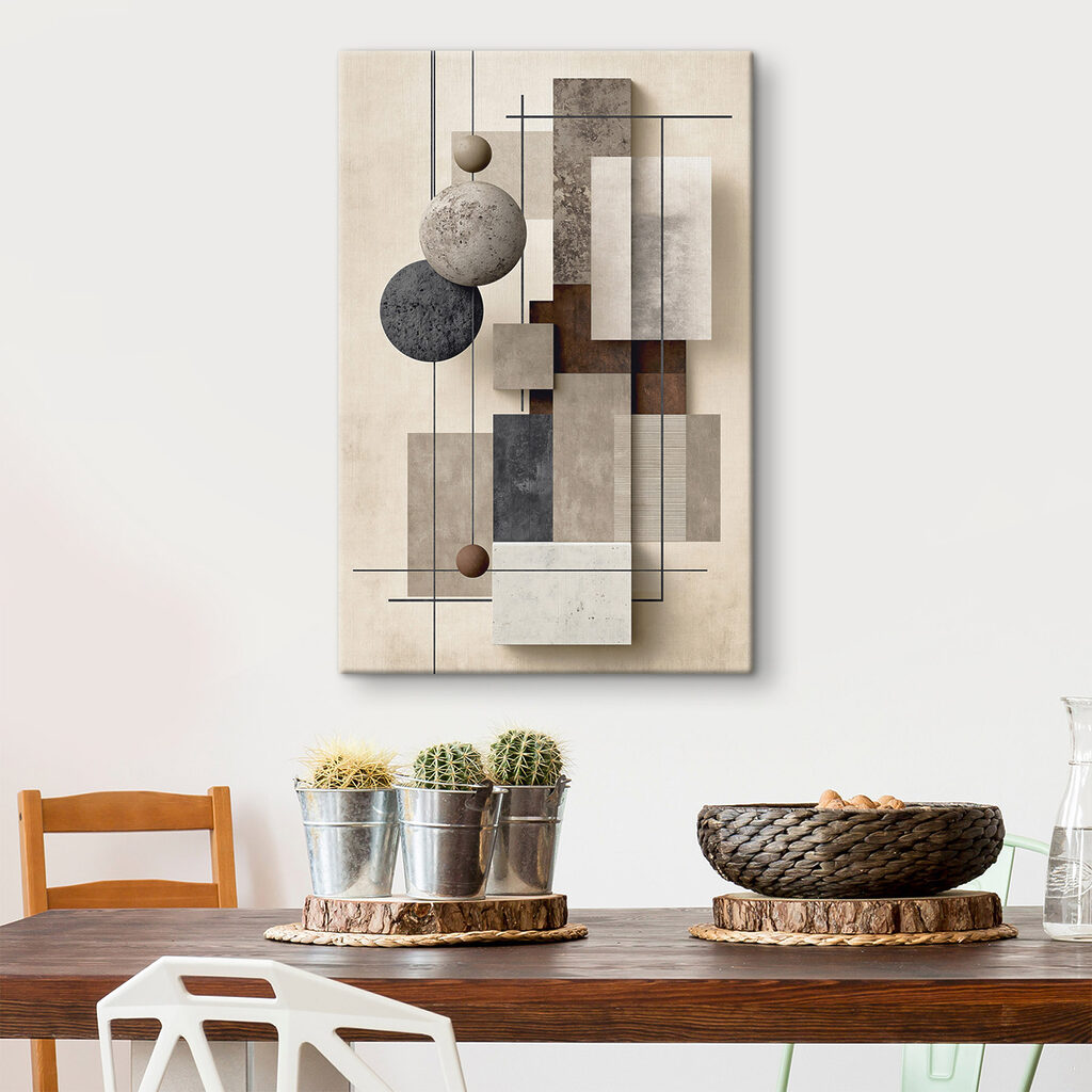 Wall art with different textures and circles Wall art with different textures and circles