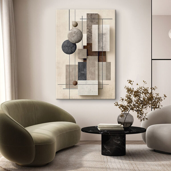 Wall art with different textures and circles Wall art with different textures and circles