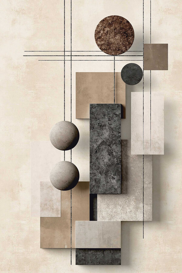 Wall art with geometric shapes and circles
