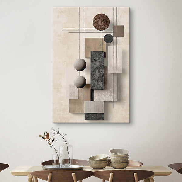 Wall art with geometric shapes and circles