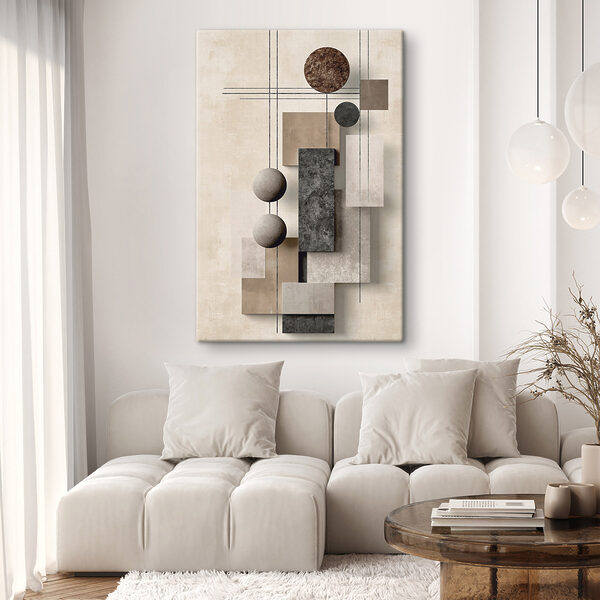 Wall art with geometric shapes and circles