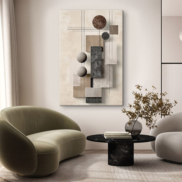Wall art with geometric shapes and circles