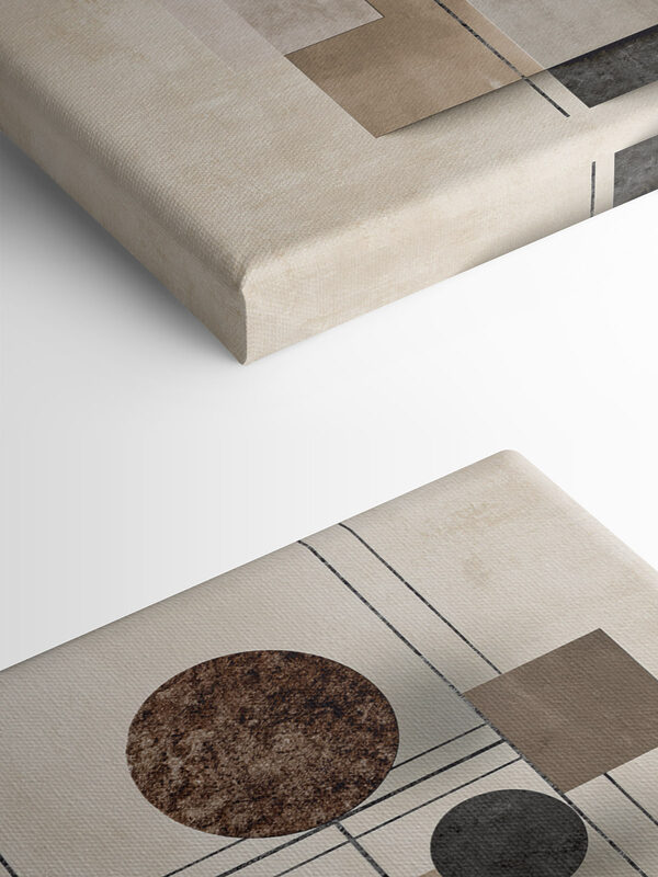 Wall art with geometric shapes and circles