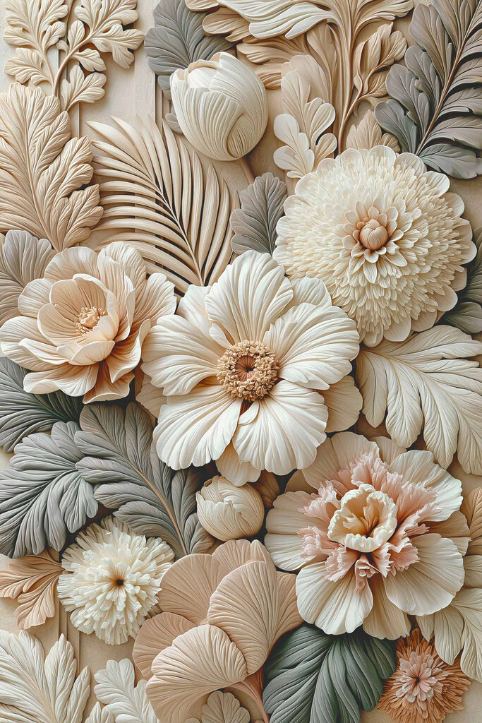 Group of flowers and leaves Group of flowers and leaves