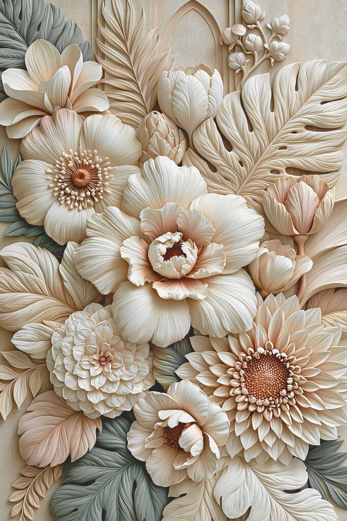 Delicate floral arrangement in relief Delicate floral arrangement in relief