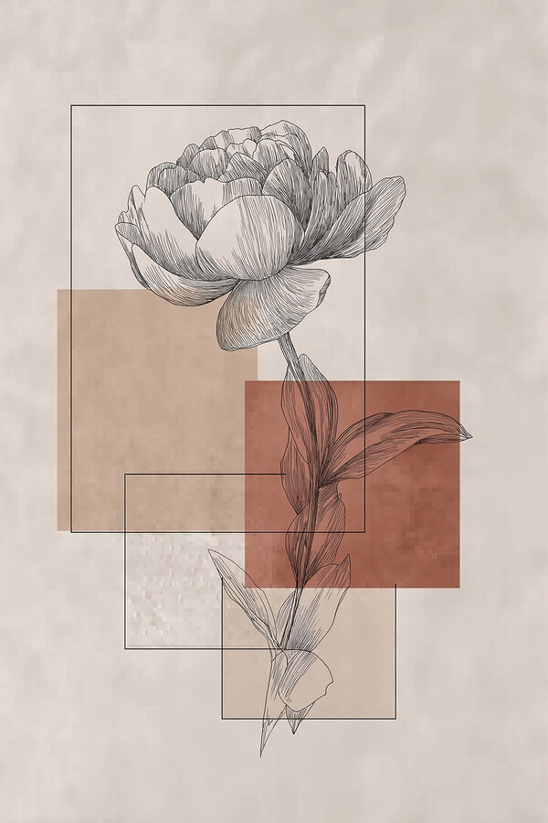 Flower with a leaf and square shapes