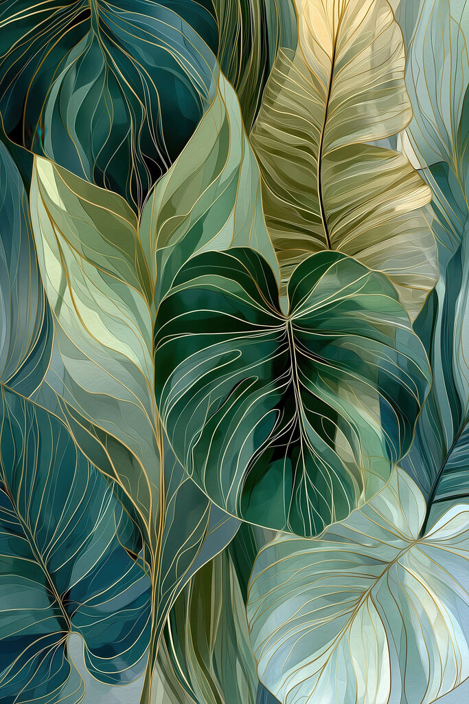 Vibrant green leaf patterns intertwined Vibrant green leaf patterns intertwined