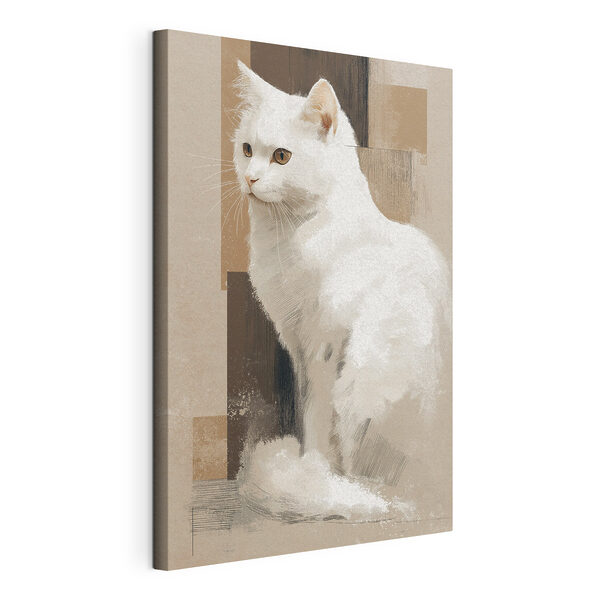 Wandbilder Weiße Katze, die auf einer braunen Fläche sitzt (Artikelnummer: s49837) Wandbilder Wandbilder Weiße Katze, die auf einer braunen Fläche sitzt (Artikelnummer: s49837)