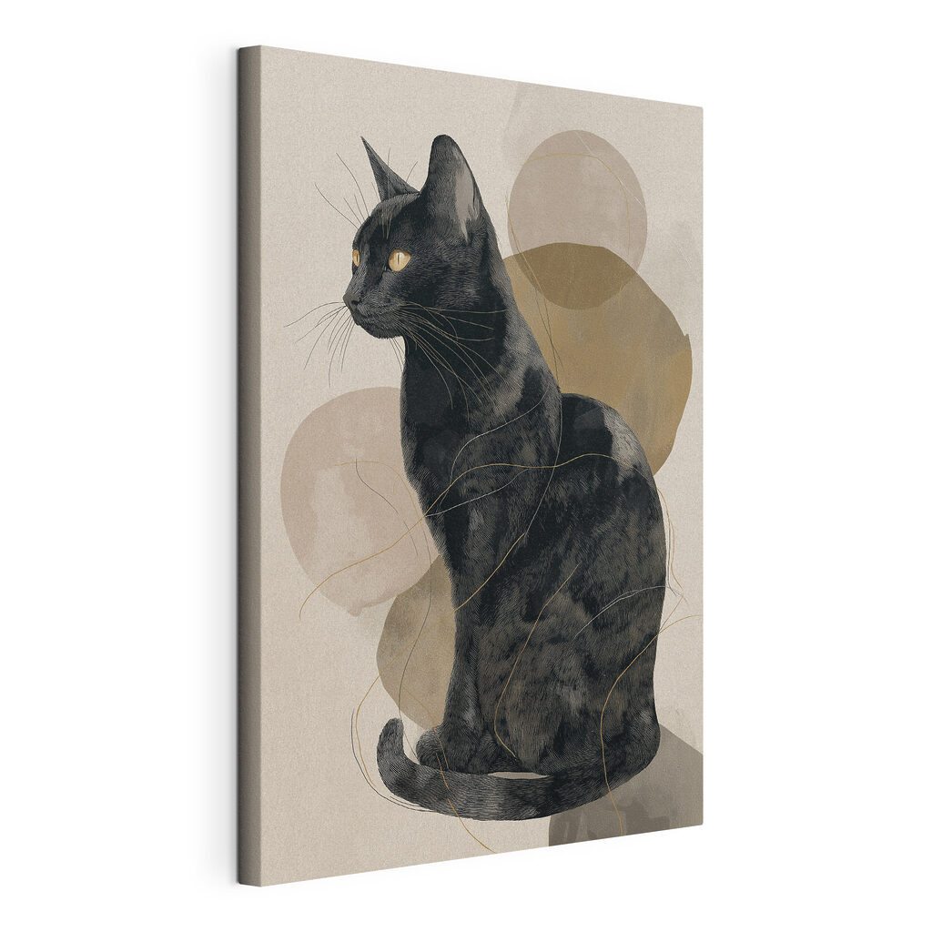 Black cat with yellow eyes