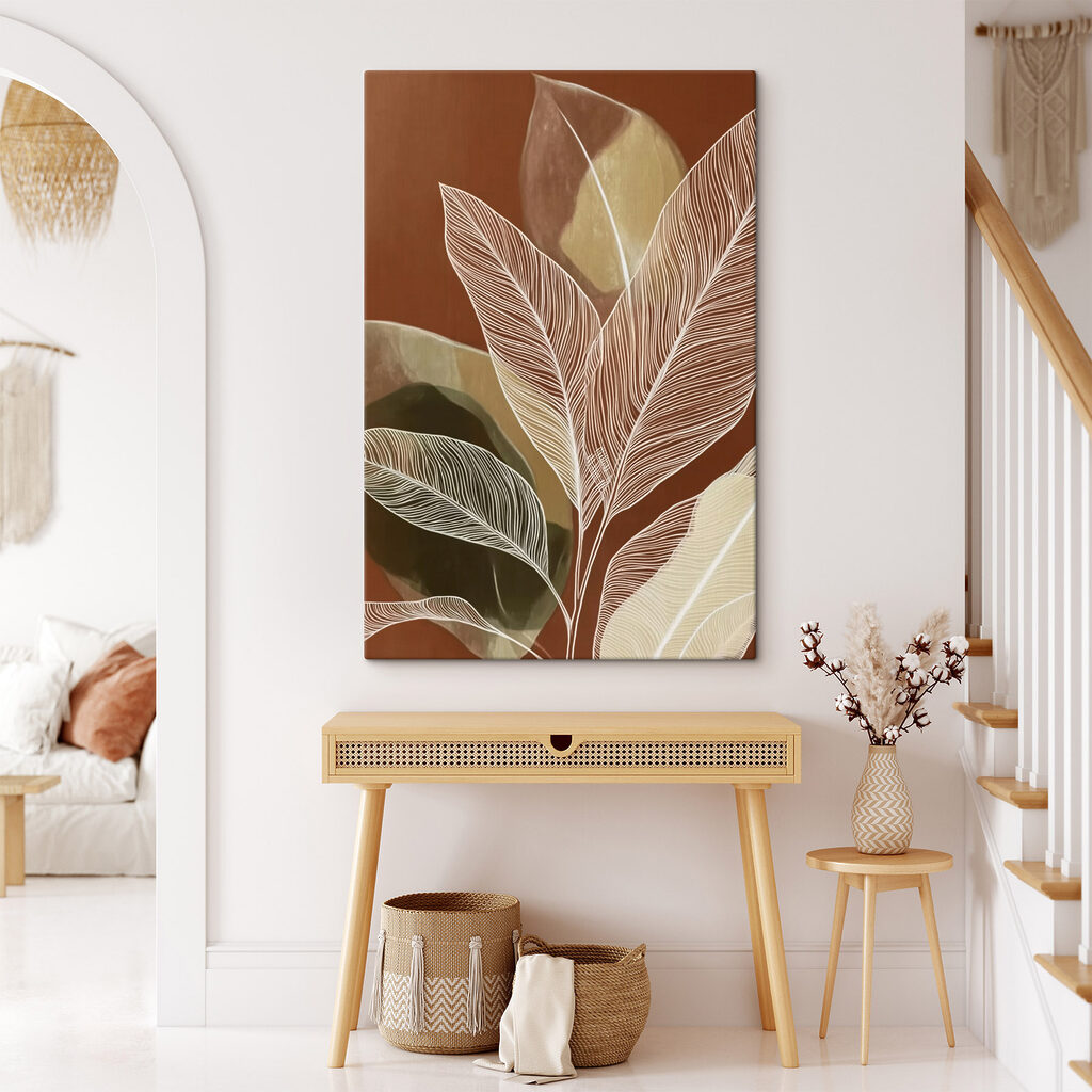 Vibrant leaves against earthy tones