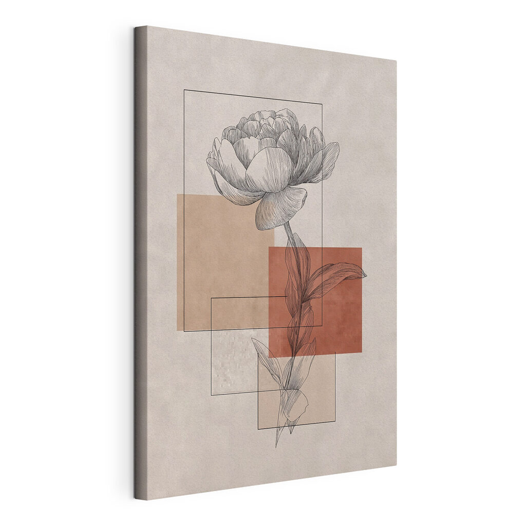 Flower with a leaf and square shapes Flower with a leaf and square shapes