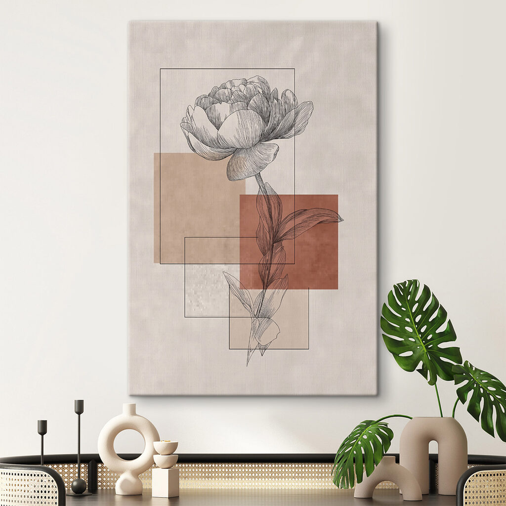 Flower with a leaf and square shapes Flower with a leaf and square shapes