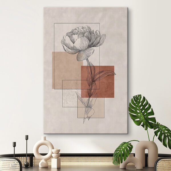 Flower with a leaf and square shapes Flower with a leaf and square shapes