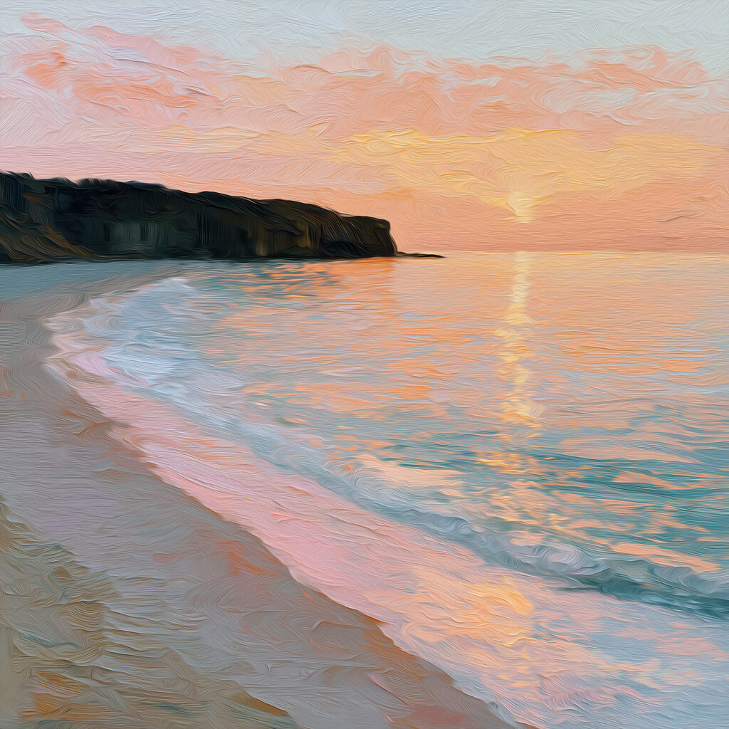 Beach with waves and cliffs