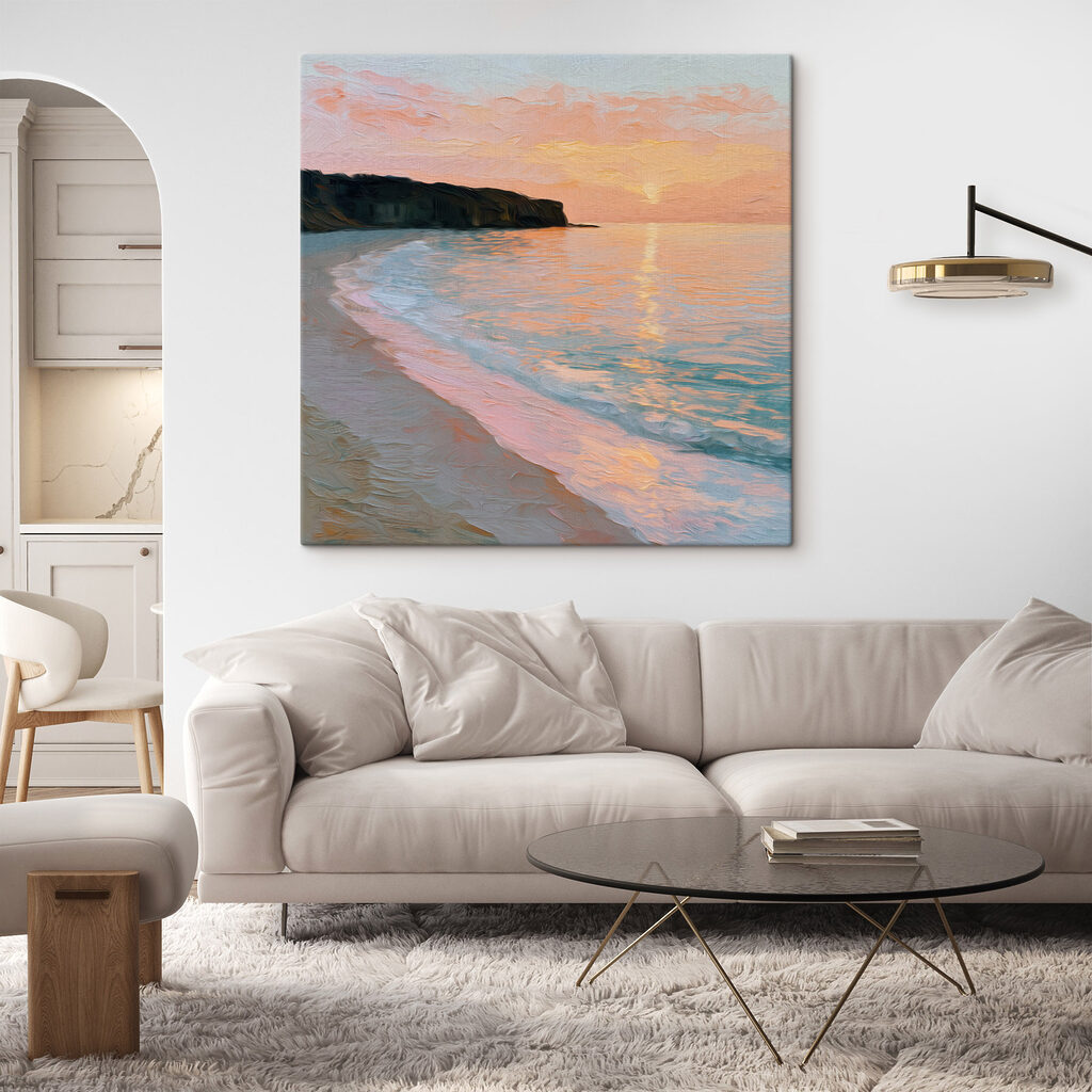 Beach with waves and cliffs