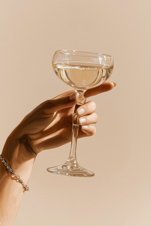 Hand holding a glass of wine