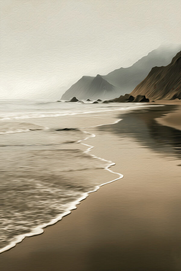 Beach with waves and mountains Beach with waves and mountains