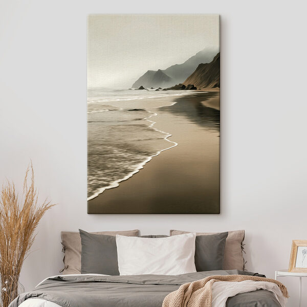 Beach with waves and mountains Beach with waves and mountains