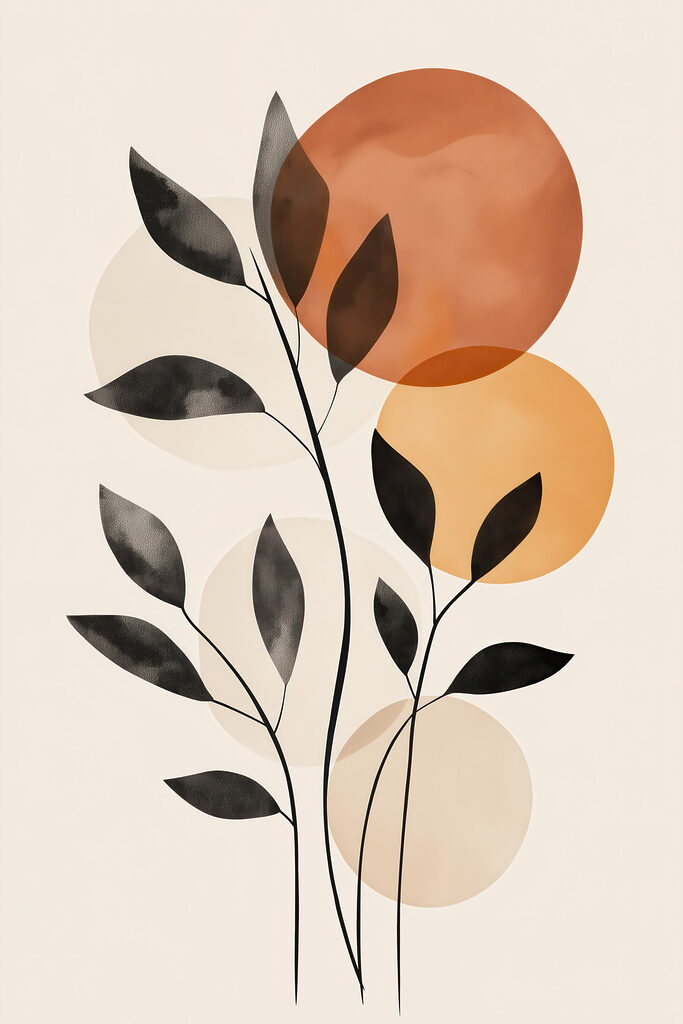 Plant with leaves and circles Plant with leaves and circles
