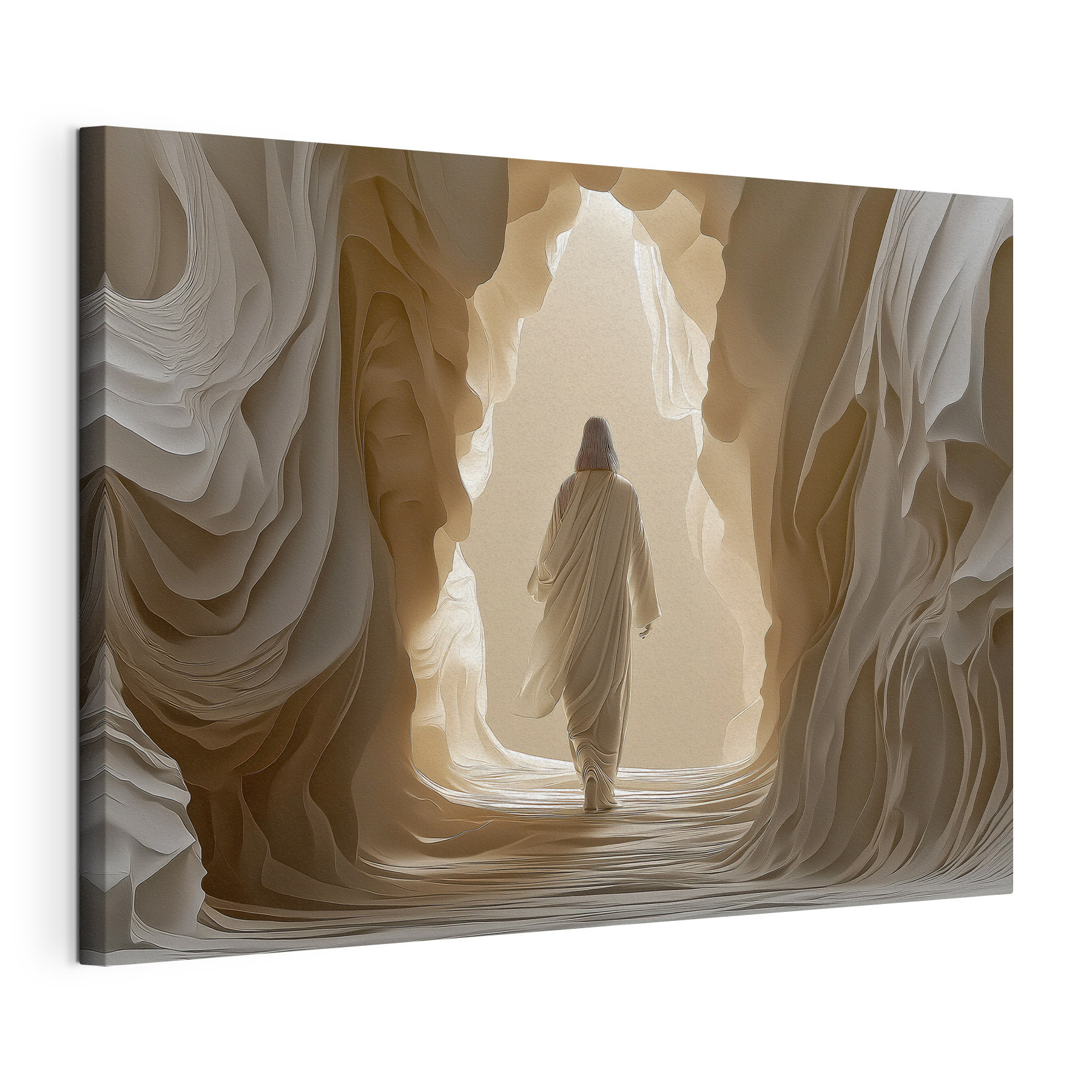 Person walking in a cave
