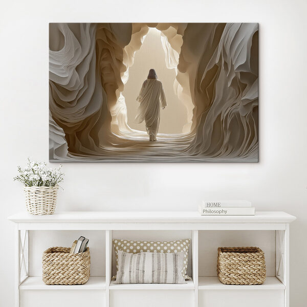 Person walking in a cave