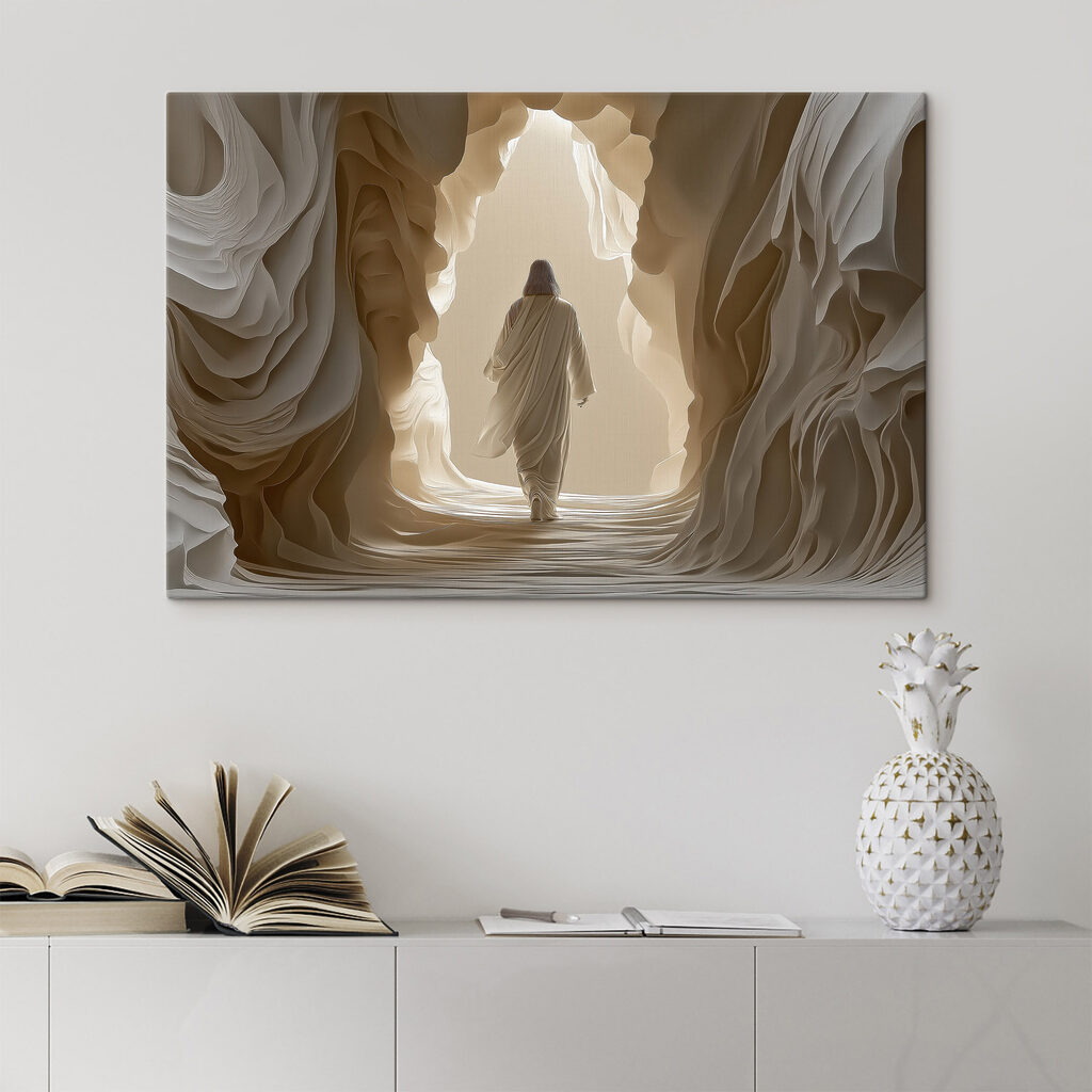 Person walking in a cave