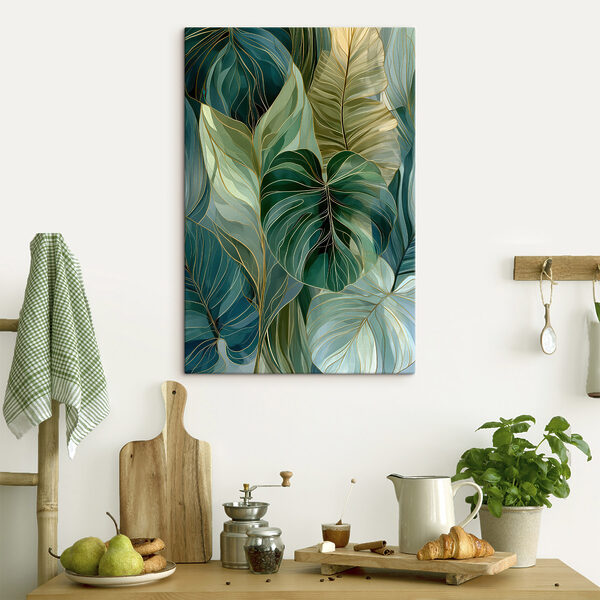 Vibrant green leaf patterns intertwined
