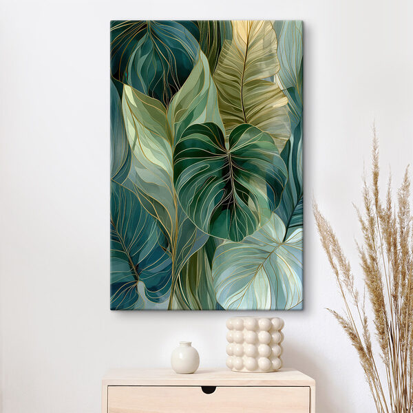 Vibrant green leaf patterns intertwined