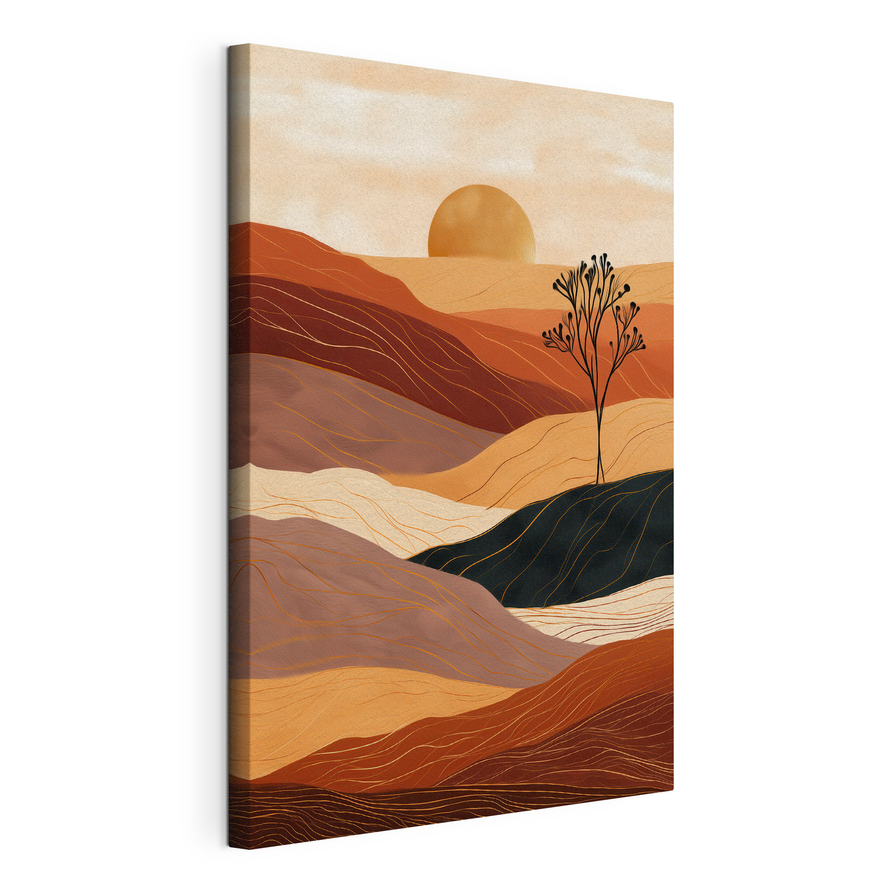 Landscape with a tree and hills