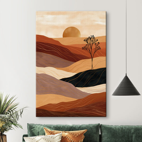 Landscape with a tree and hills