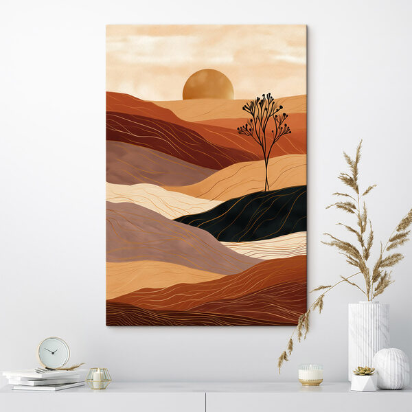 Landscape with a tree and hills