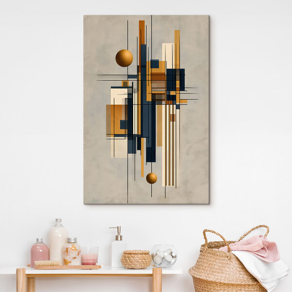 Art piece of art with a ball and squares Art piece of art with a ball and squares