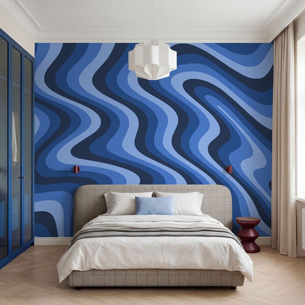 Blaue und weiße Wellenlinien Blaue und weiße Wellenlinien
