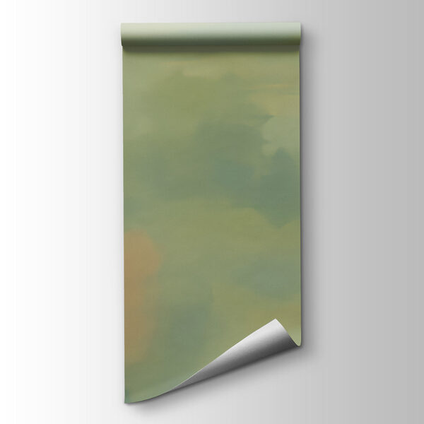 Foggy landscape with trees and bushes