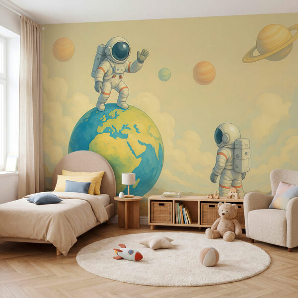 Zwei Astronauten, die auf einem Planeten stehen Zwei Astronauten, die auf einem Planeten stehen