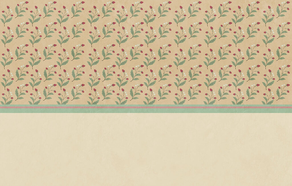 Pattern of flowers and leaves on a beige background
