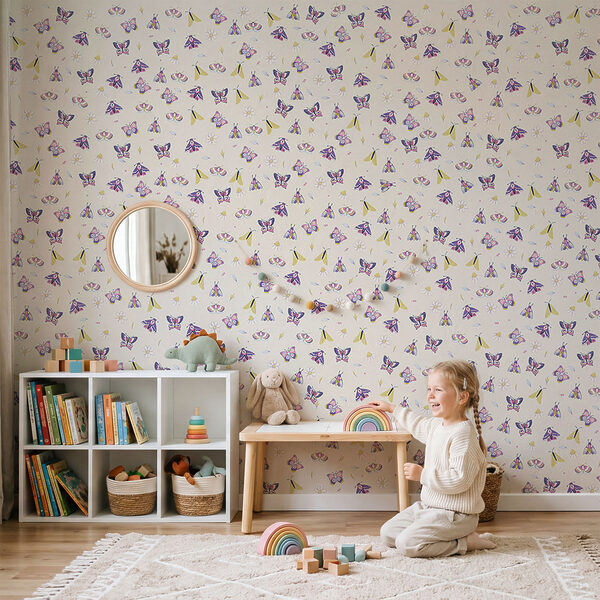 Motiv mit Schmetterlingen und Blumen
