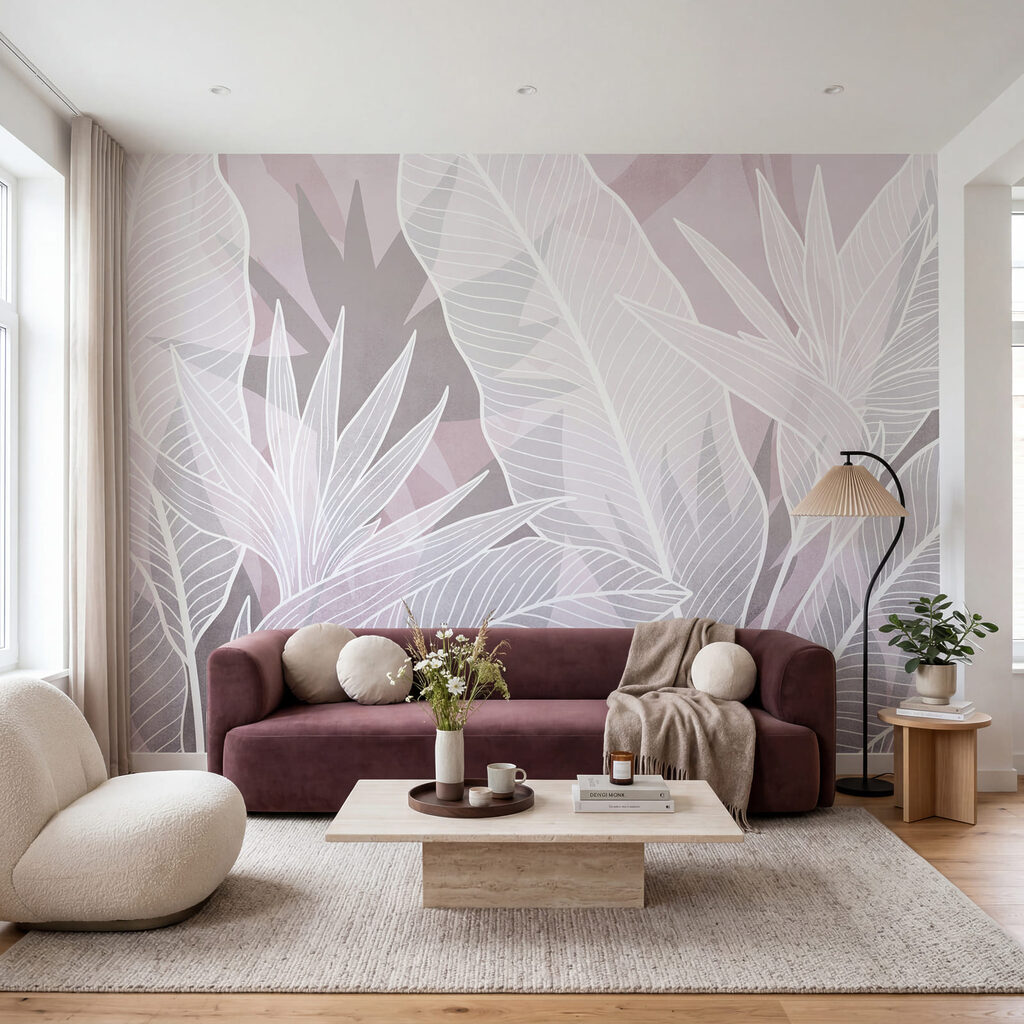 Weiße Blätter auf rosa Hintergrund Weiße Blätter auf rosa Hintergrund