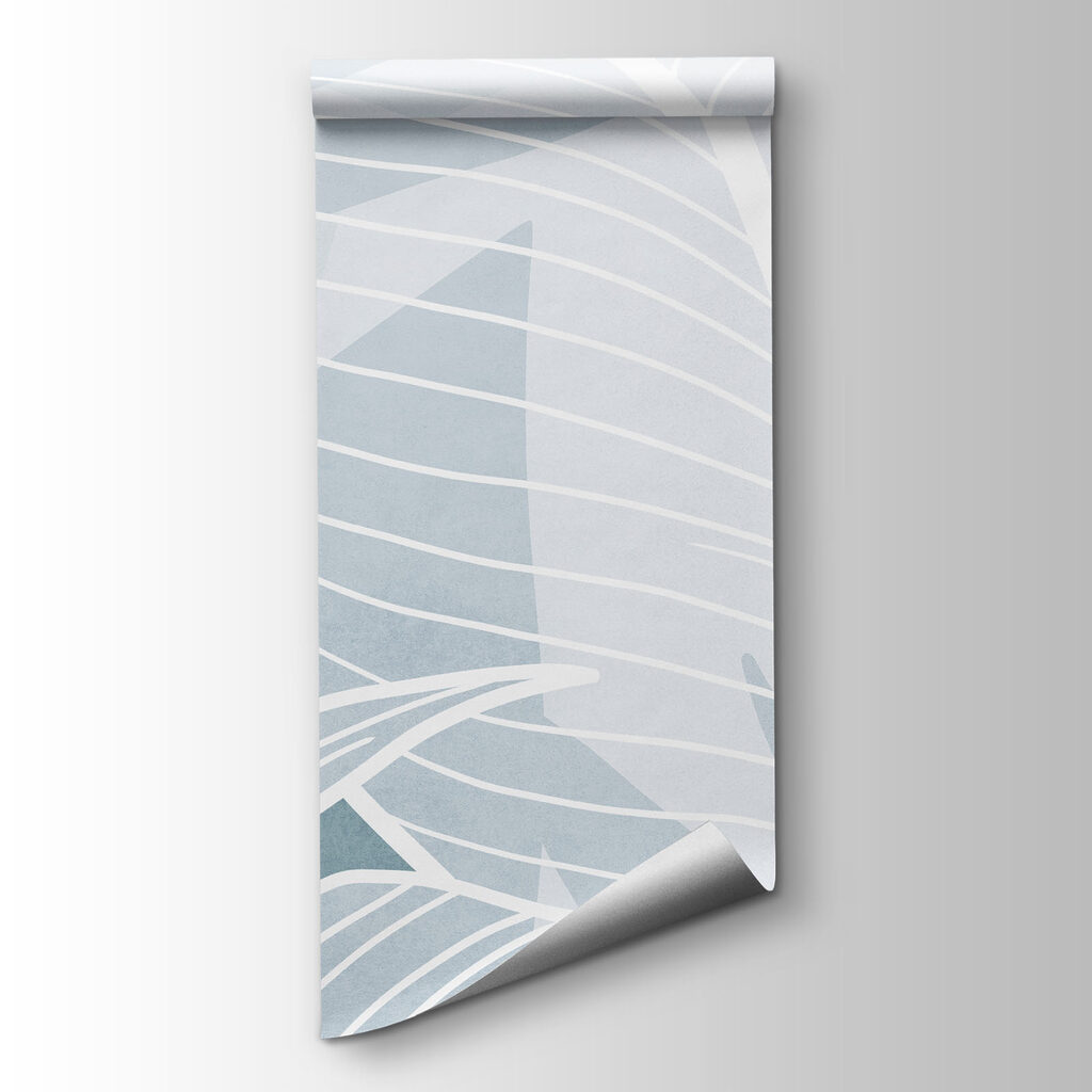 White leaves on a blue background