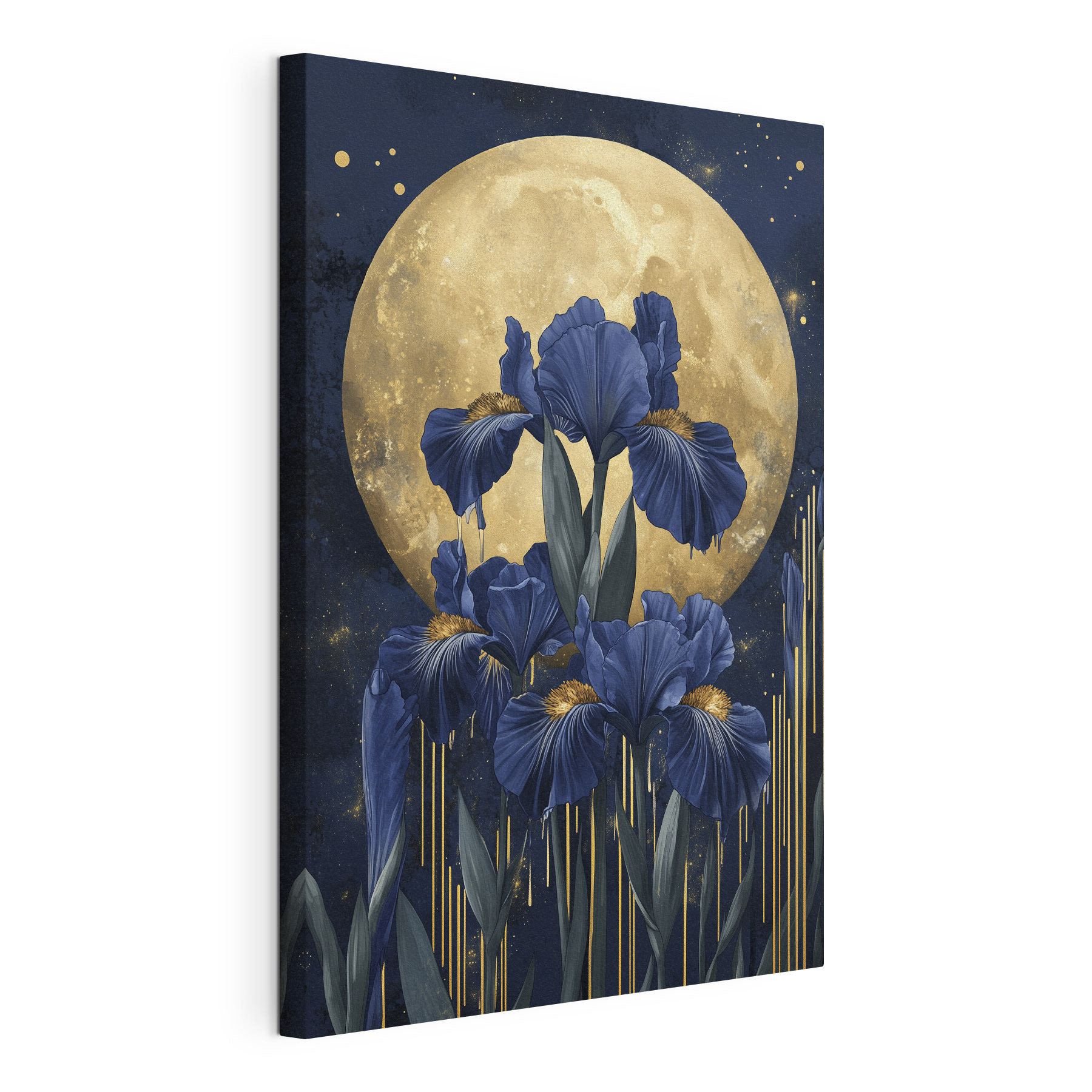 Painting of flowers and a moon