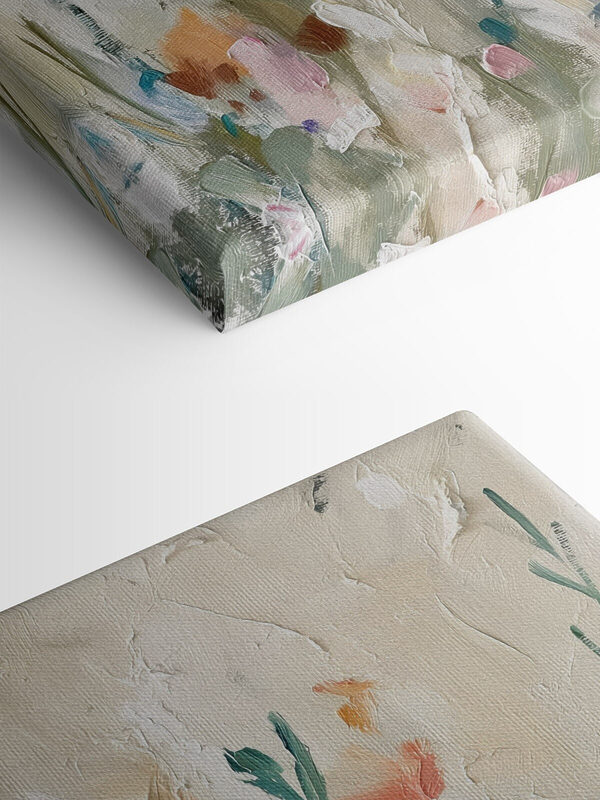 Painting of flowers on a white surface