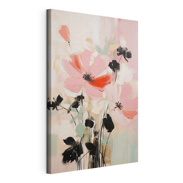 Painting of flowers on a white surface
