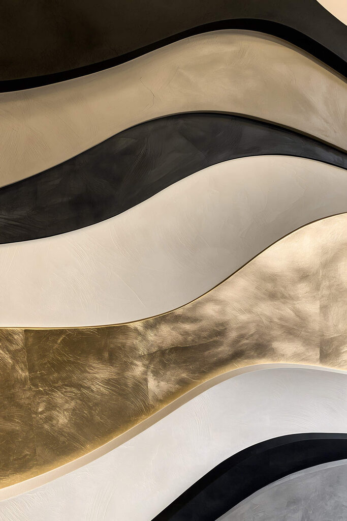 - Wavy patterns in neutral tones