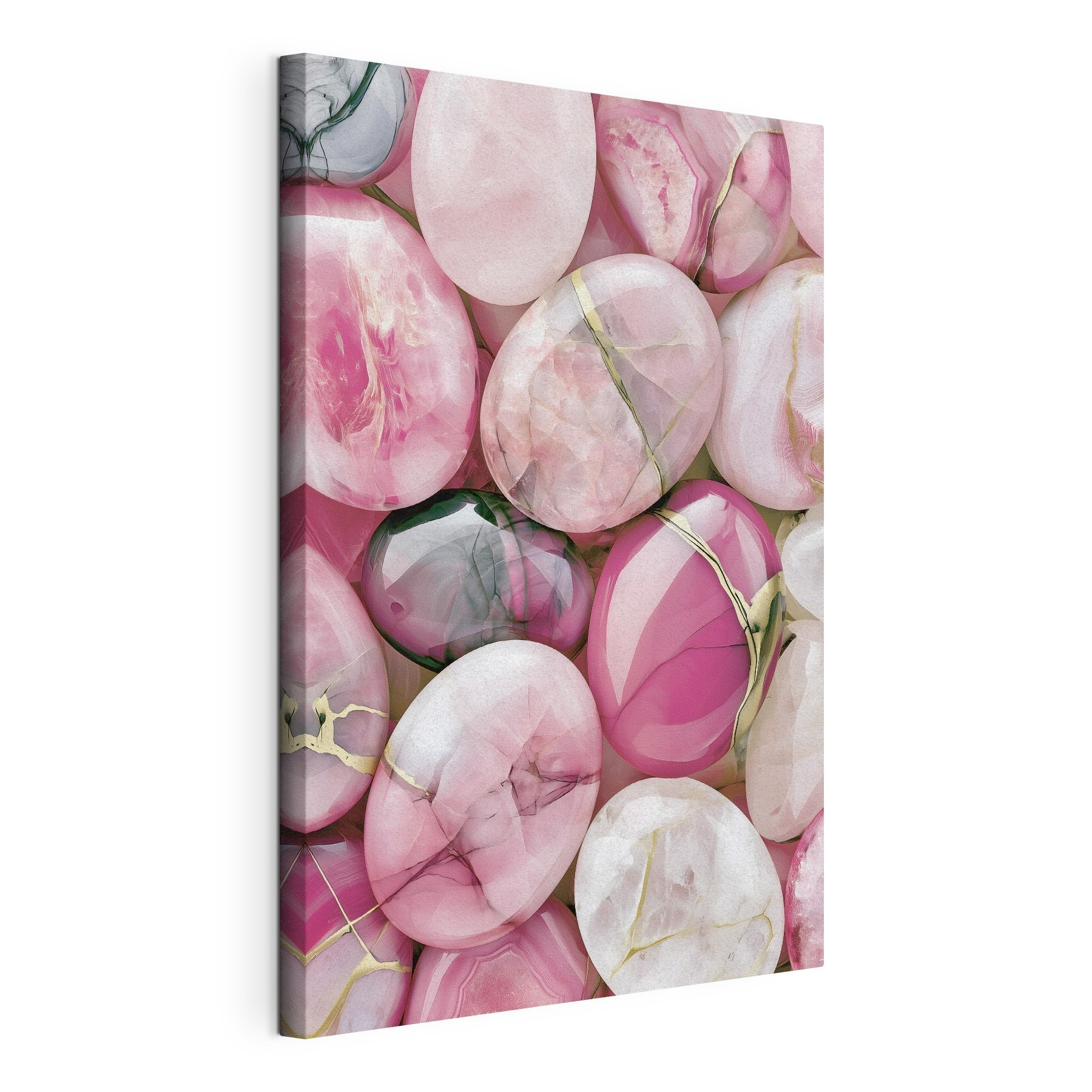 Group of pink and white oval shaped stones Group of pink and white oval shaped stones